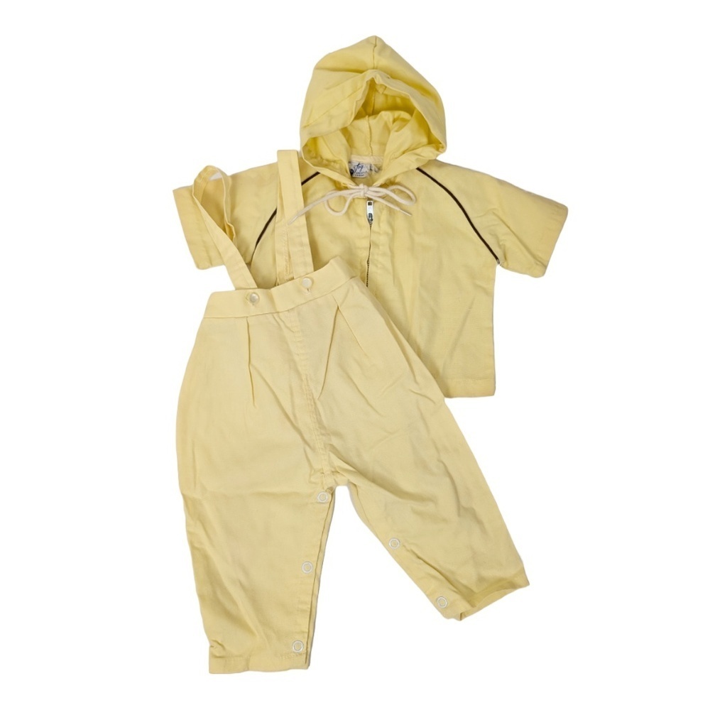 Free with Purchase - 70's Yellow Overalls & Jacket Set Jumpsuit Matching 2 Piece